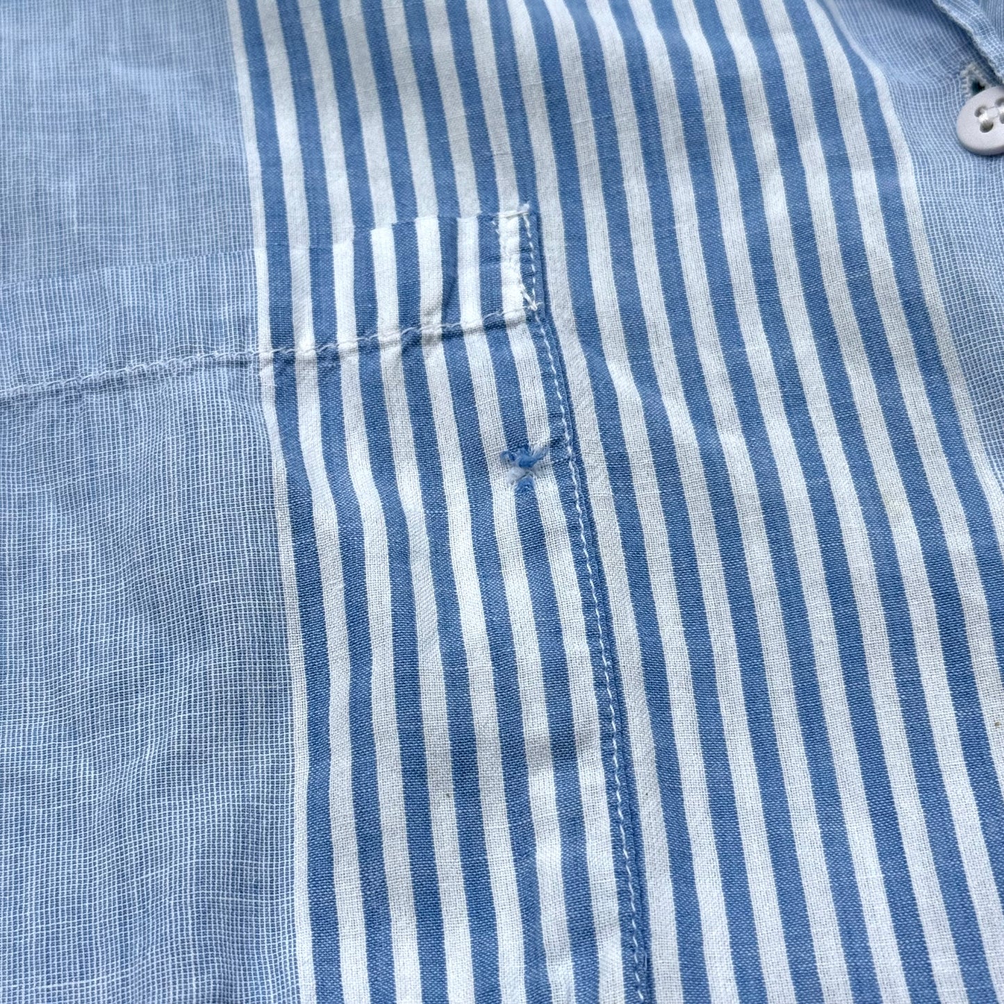Vintage Heart Beat, Blue & White Striped Button Down Shirt