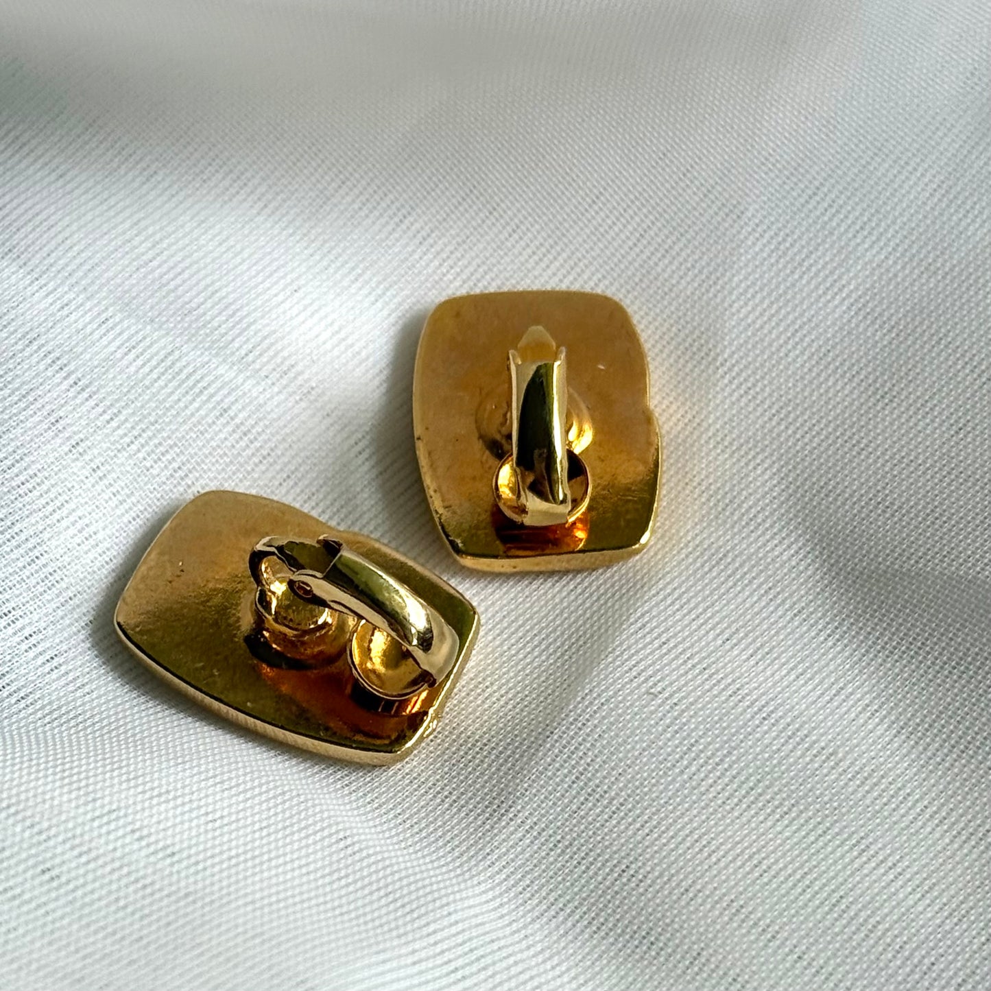 Vintage Rectangle Gold Toned Earrings