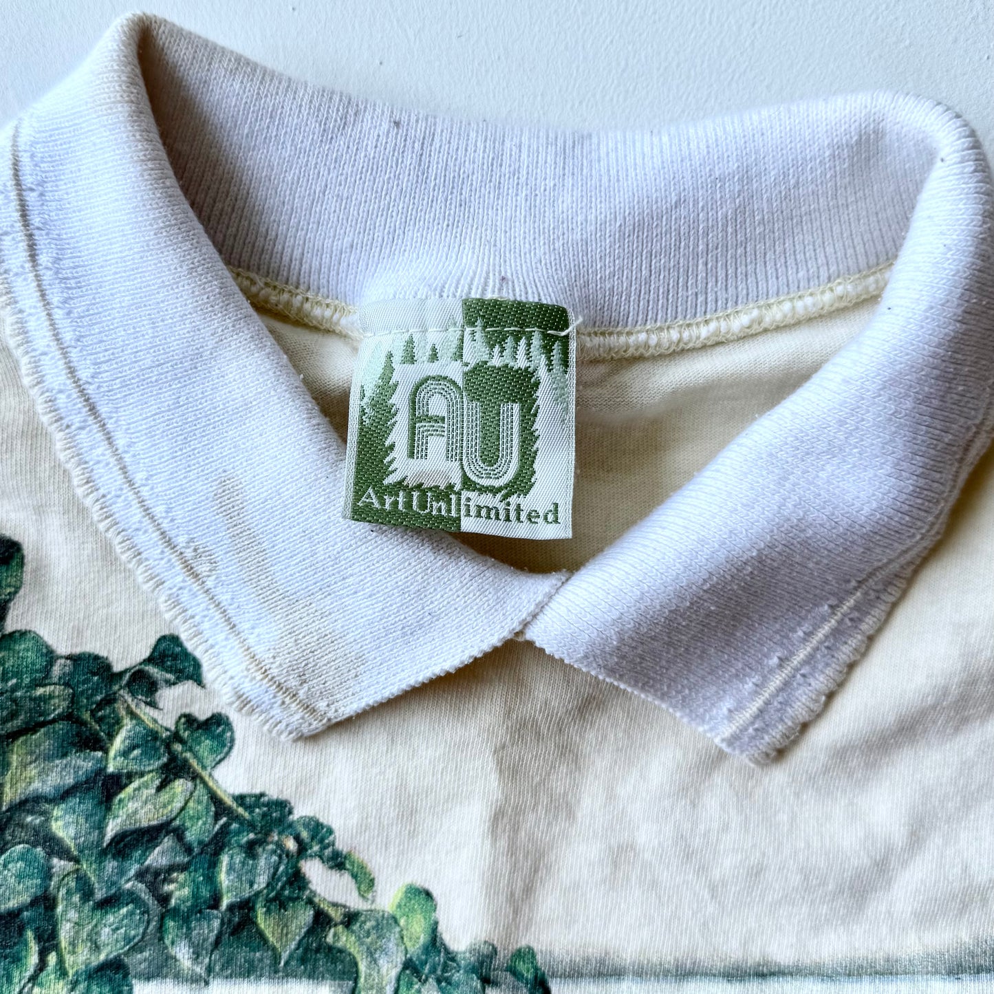 Vintage Art Unlimited, Cat & Hummingbird Collared T-shirt