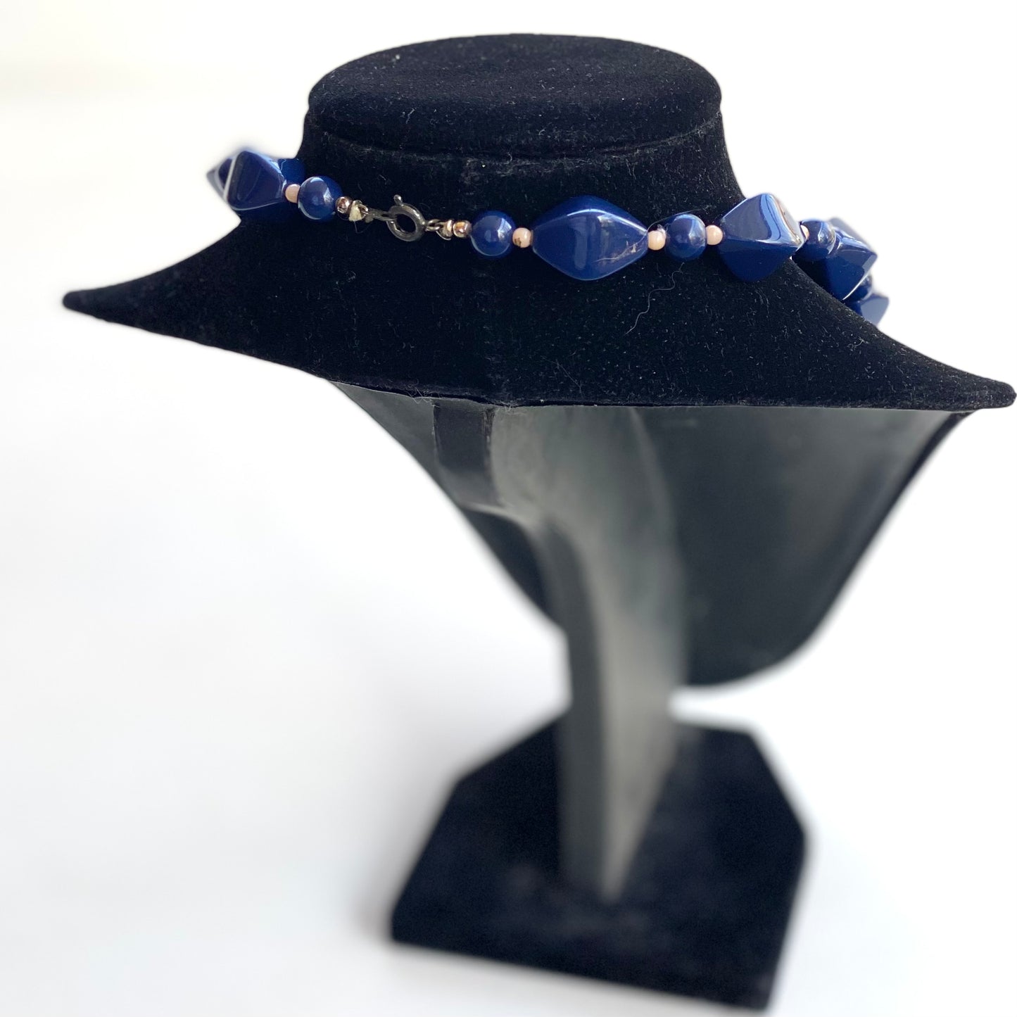 Navy Blue Vintage Beaded Necklace