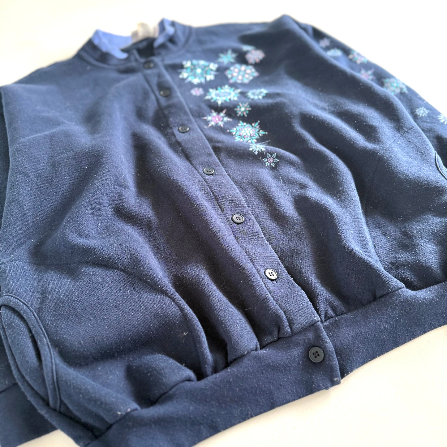 Vintage Morning Sun, Snowflake Sweatshirt Cardigan