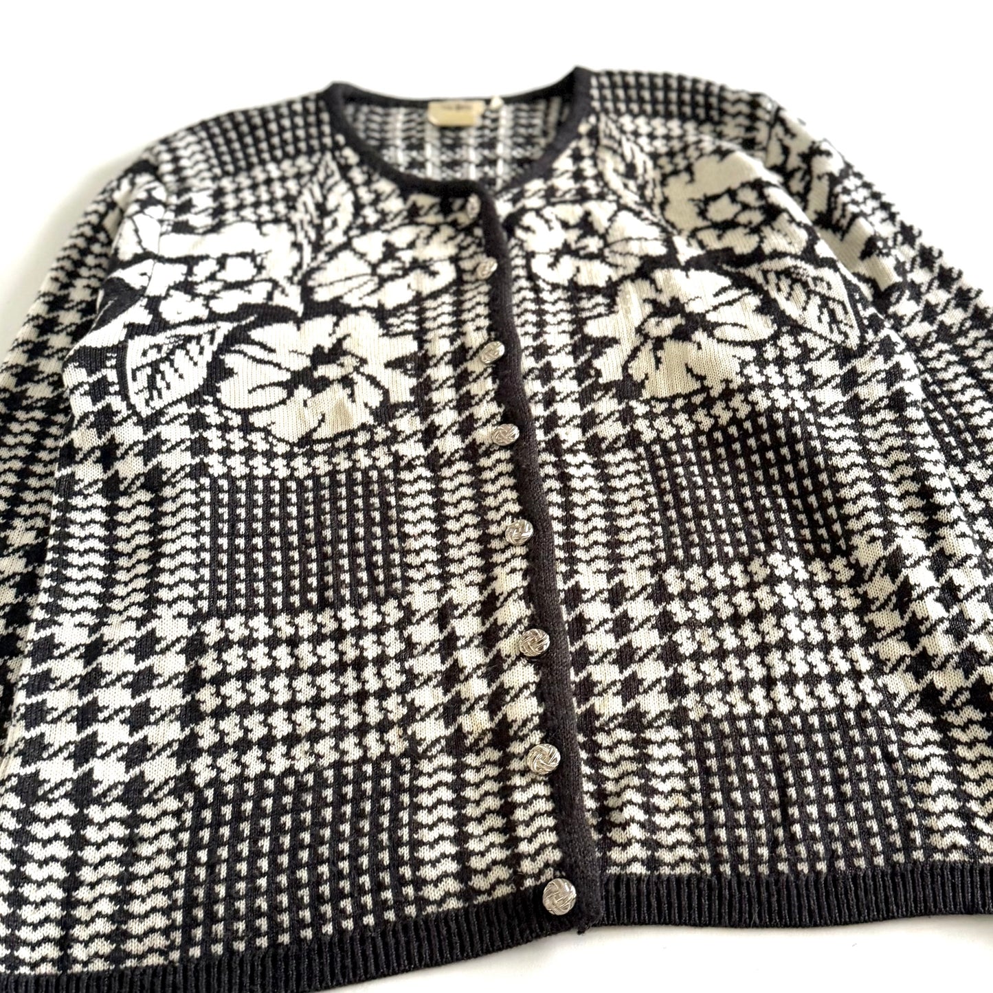 Vintage TanJay, Floral Houndstooth Cardigan