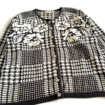 Vintage TanJay, Floral Houndstooth Cardigan