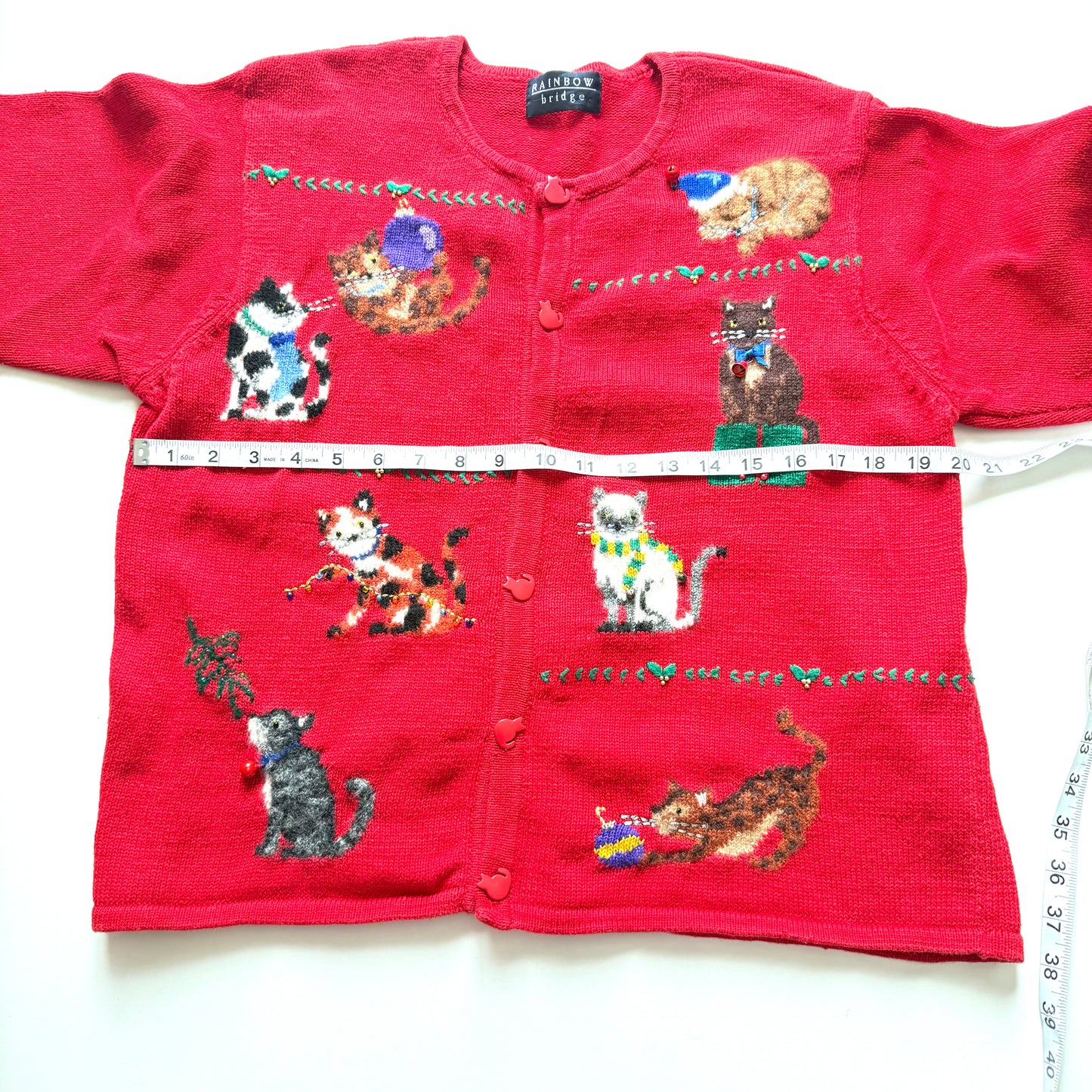 Vintage Rainbow Bridge, Christmas Cat Sweater