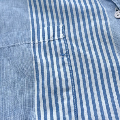Vintage Heart Beat, Blue & White Striped Button Down Shirt