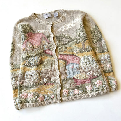 Vintage Northern Isles, Spring / Summer Cottage Scene Cardigan