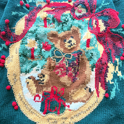 Vintage Separate Scene, Christmas Teddy Bear Sweater