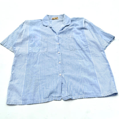 Vintage Heart Beat, Blue & White Striped Button Down Shirt