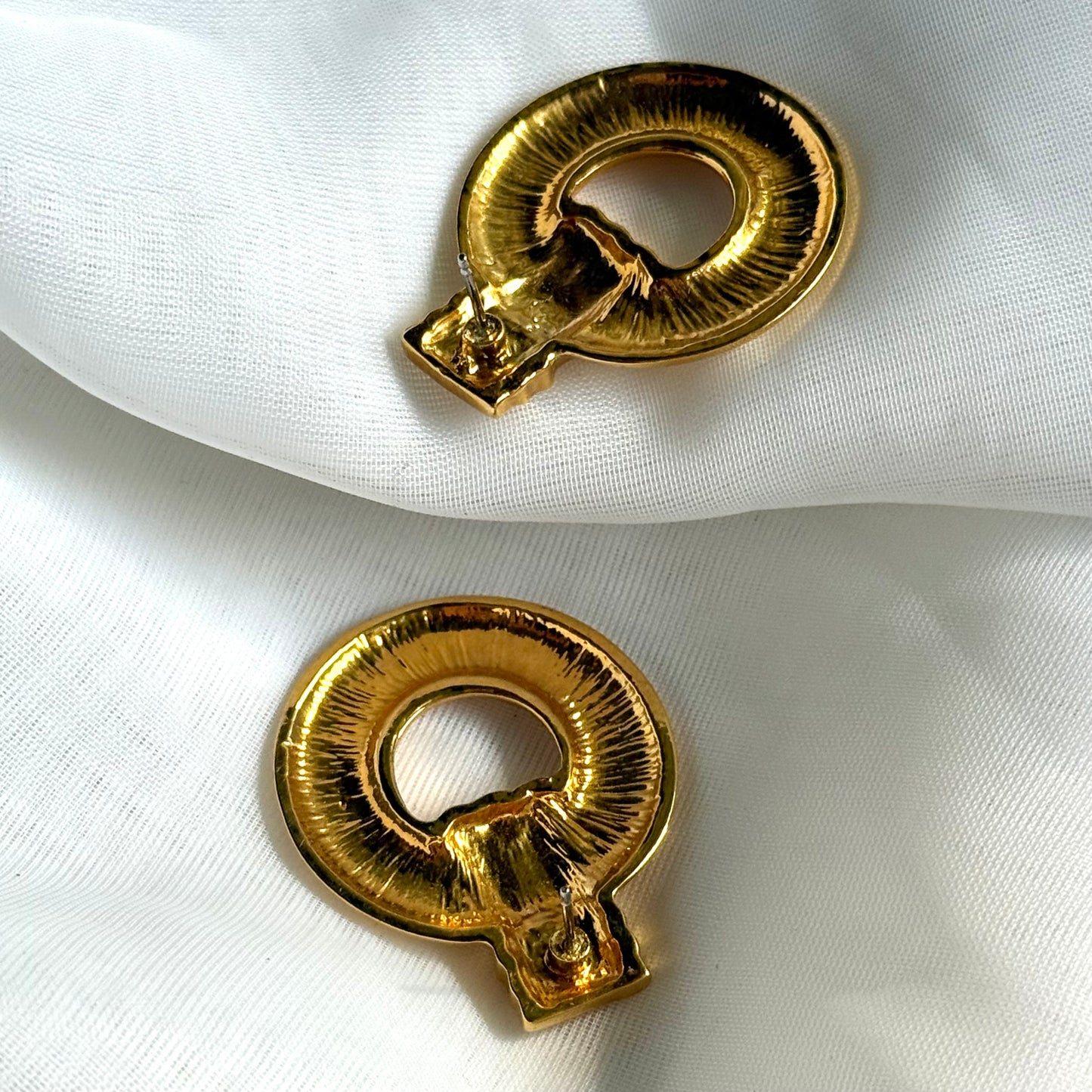 Secondhand Gold Toned Faux Door Knocker Style Earrings