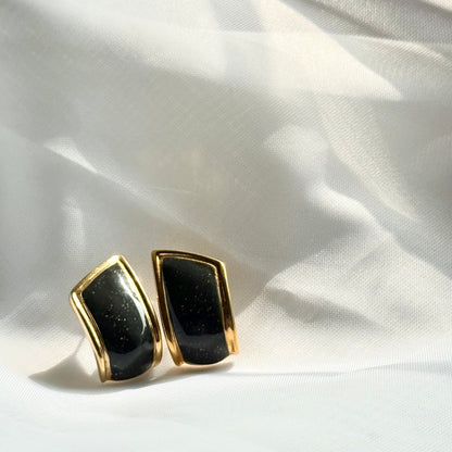 Secondhand Black & Gold Toned Earrings