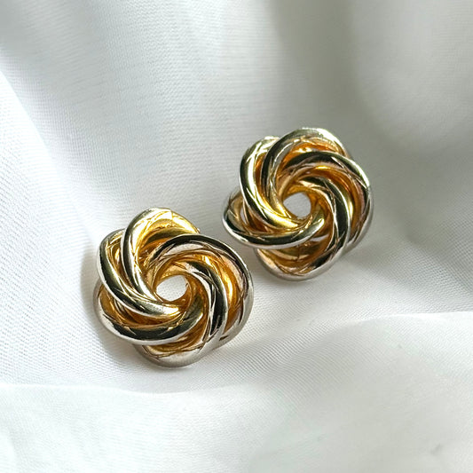 Secondhand Silver Tone & Gold Tone Twist Earrings