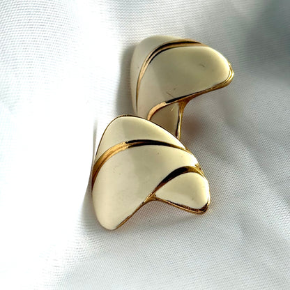 Secondhand Gold Toned and Ivory Coloured Earrings
