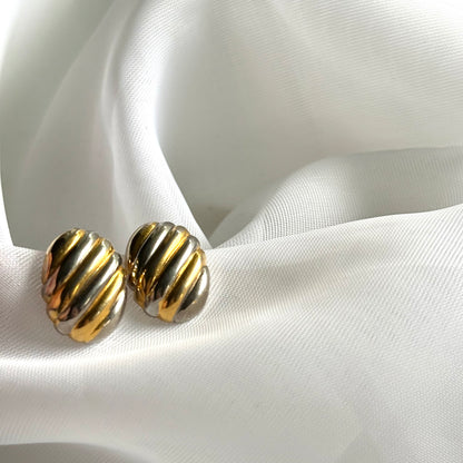 Secondhand Silver Tone & Gold Tone Oval Earrings