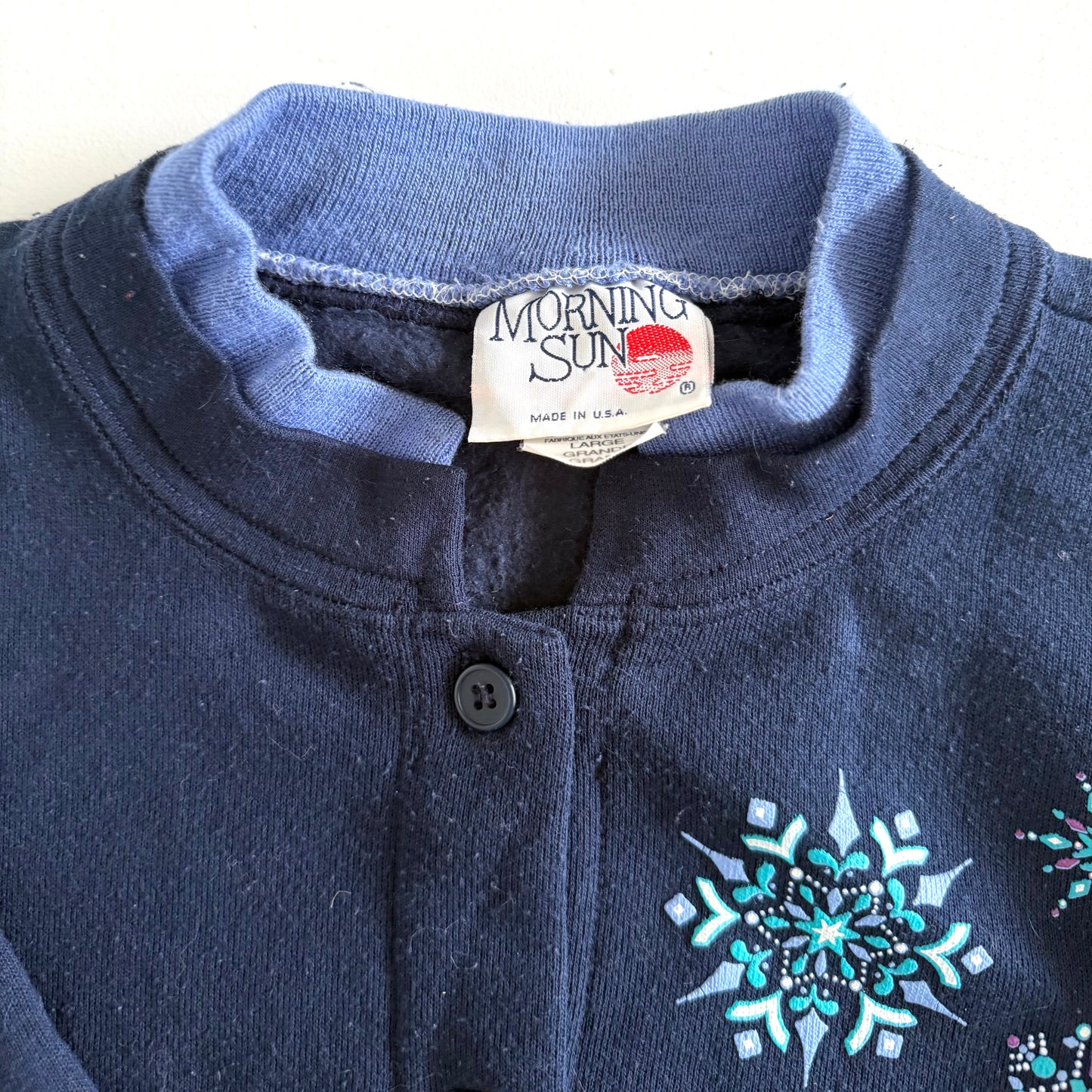 Vintage Morning Sun, Snowflake Sweatshirt Cardigan