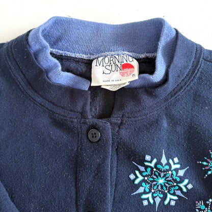 Vintage Morning Sun, Snowflake Sweatshirt Cardigan