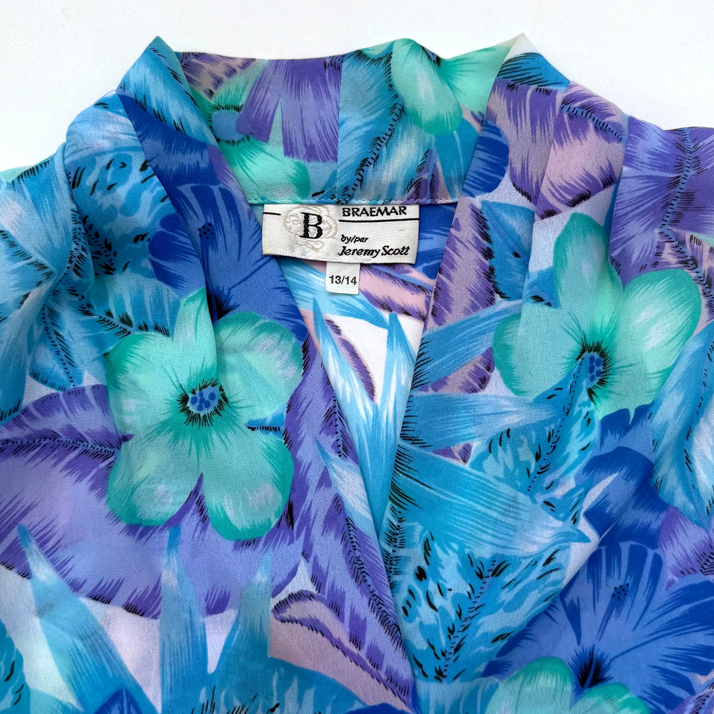 Vintage Braemar, Tropical Floral Button Down Short Sleeve Shirt