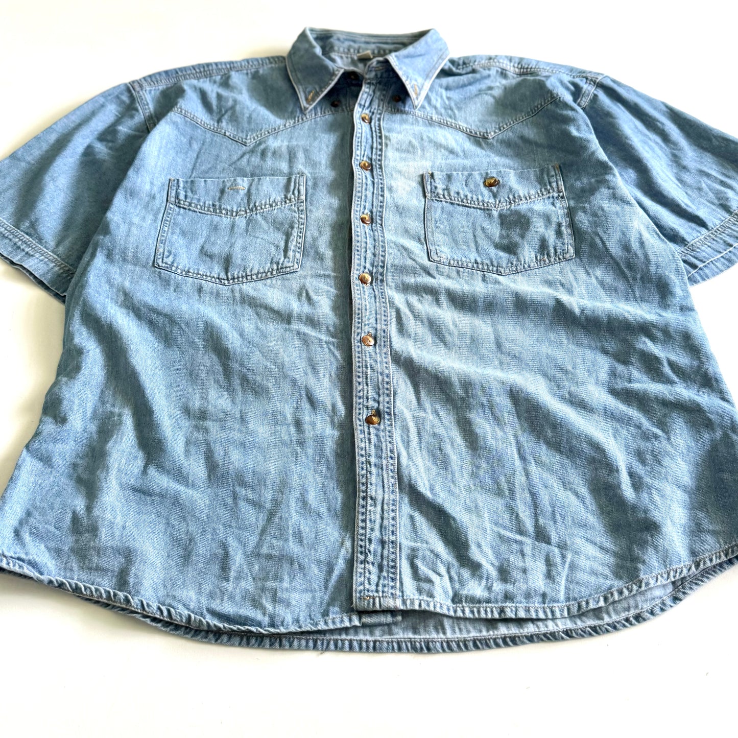 Vintage Chaser, Denim Button Down Short Sleeve Shirt