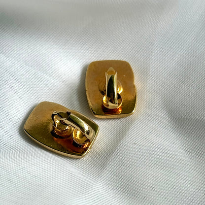 Vintage Rectangle Gold Toned Earrings