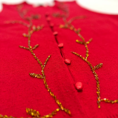 Vintage Jessica Sport, Wool Blend Red Beaded Vest