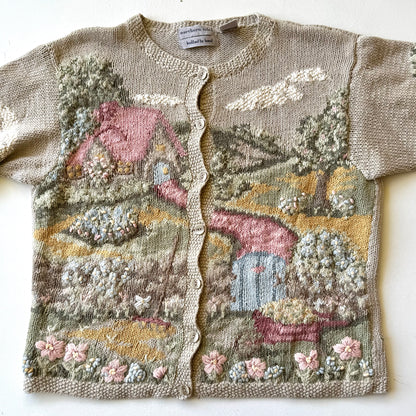 Vintage Northern Isles, Spring / Summer Cottage Scene Cardigan