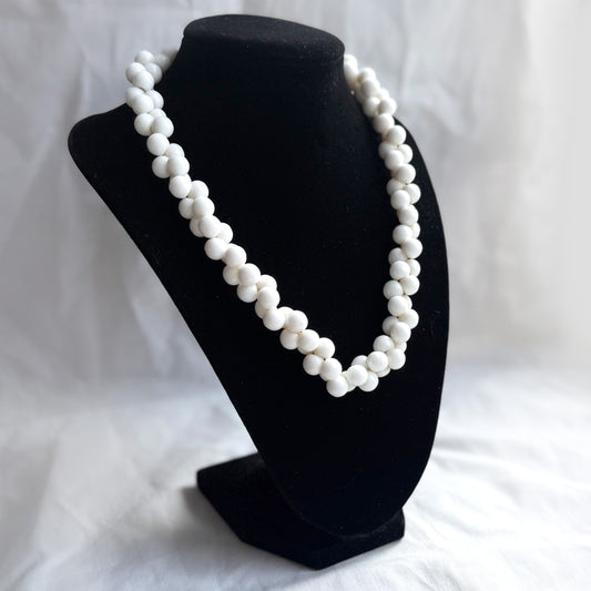 Vintage White Beaded Cluster Necklace