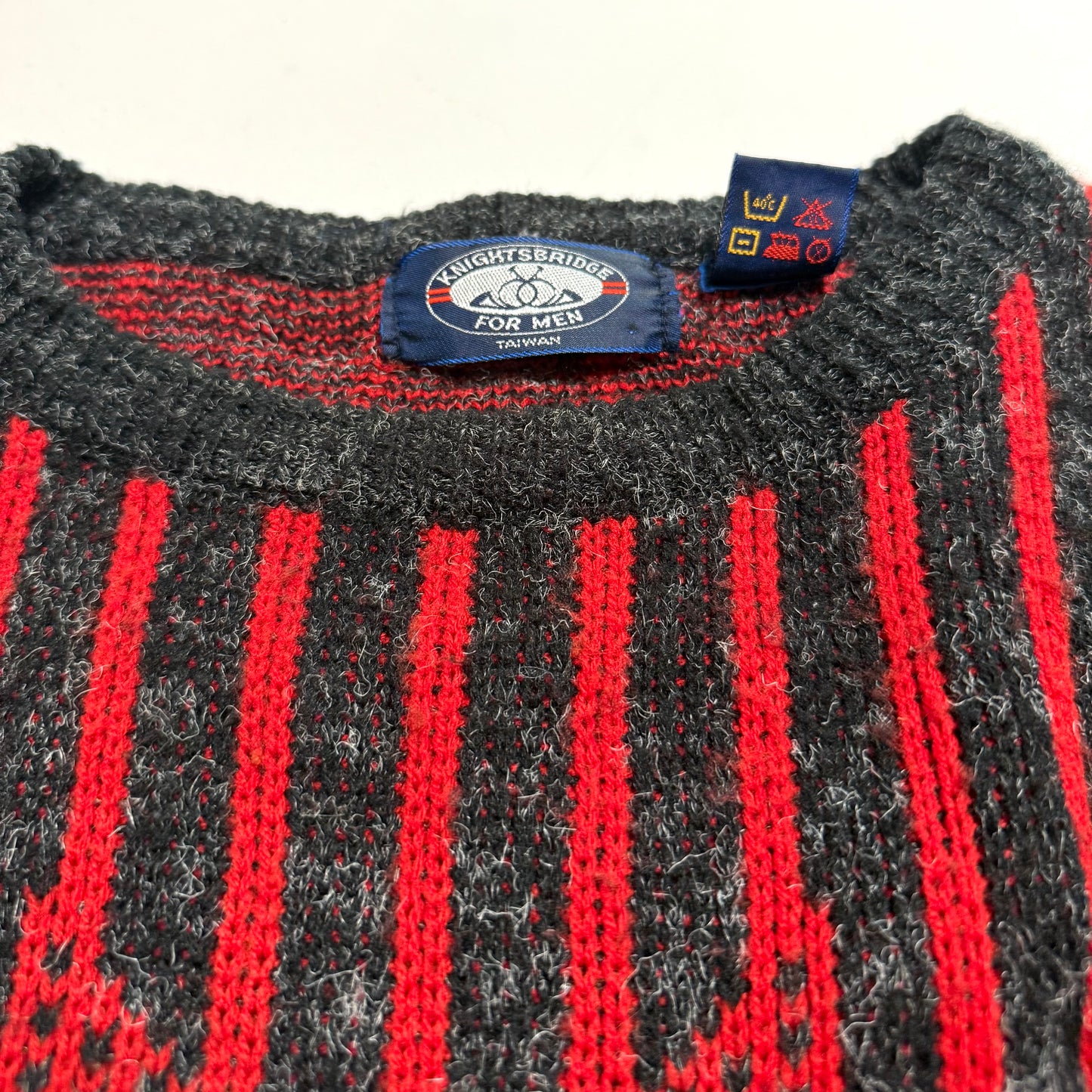 Vintage Knightsbridge, Wool Blend Red & Grey Sweater