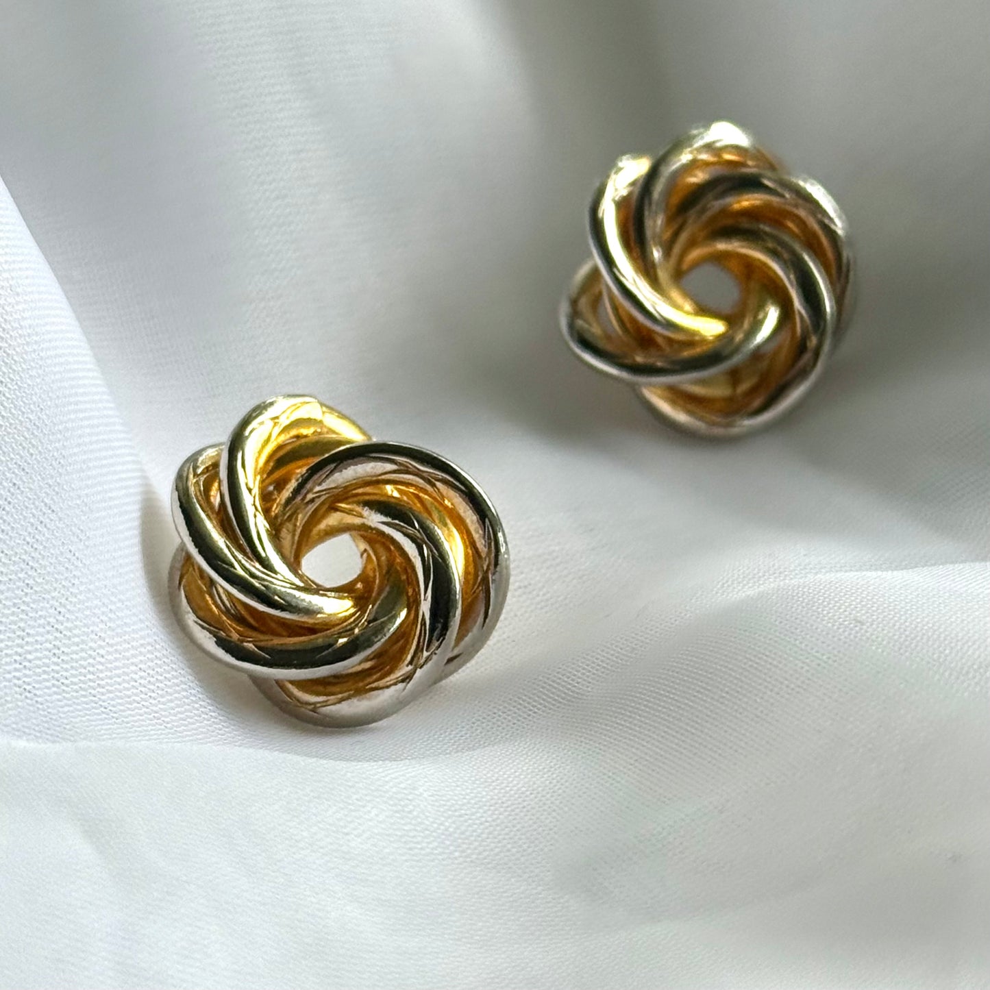 Secondhand Silver Tone & Gold Tone Twist Earrings