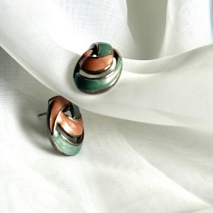 Secondhand Blue & Pink 80's Style Earrings
