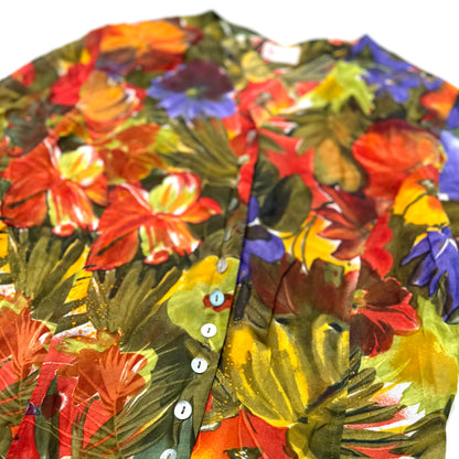Vintage Betty Barclay, Tropical Print Down Button Down Shirt