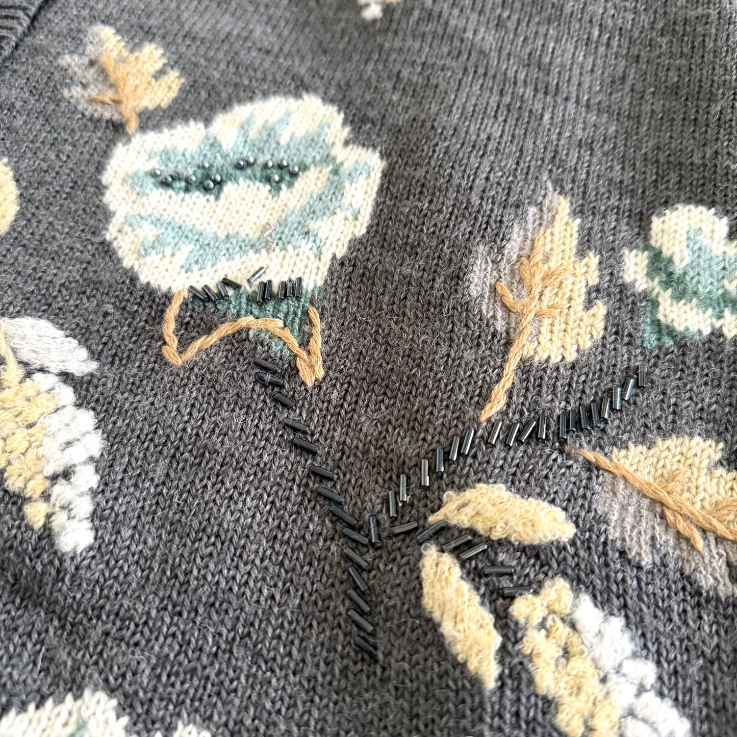 Secondhand Alfred Dunner, Petite Wool Blend Floral Cardigan
