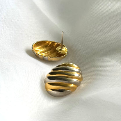 Secondhand Silver Tone & Gold Tone Oval Earrings