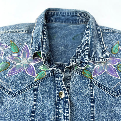 Vintage Denim Button Down Short Sleeve Shirt