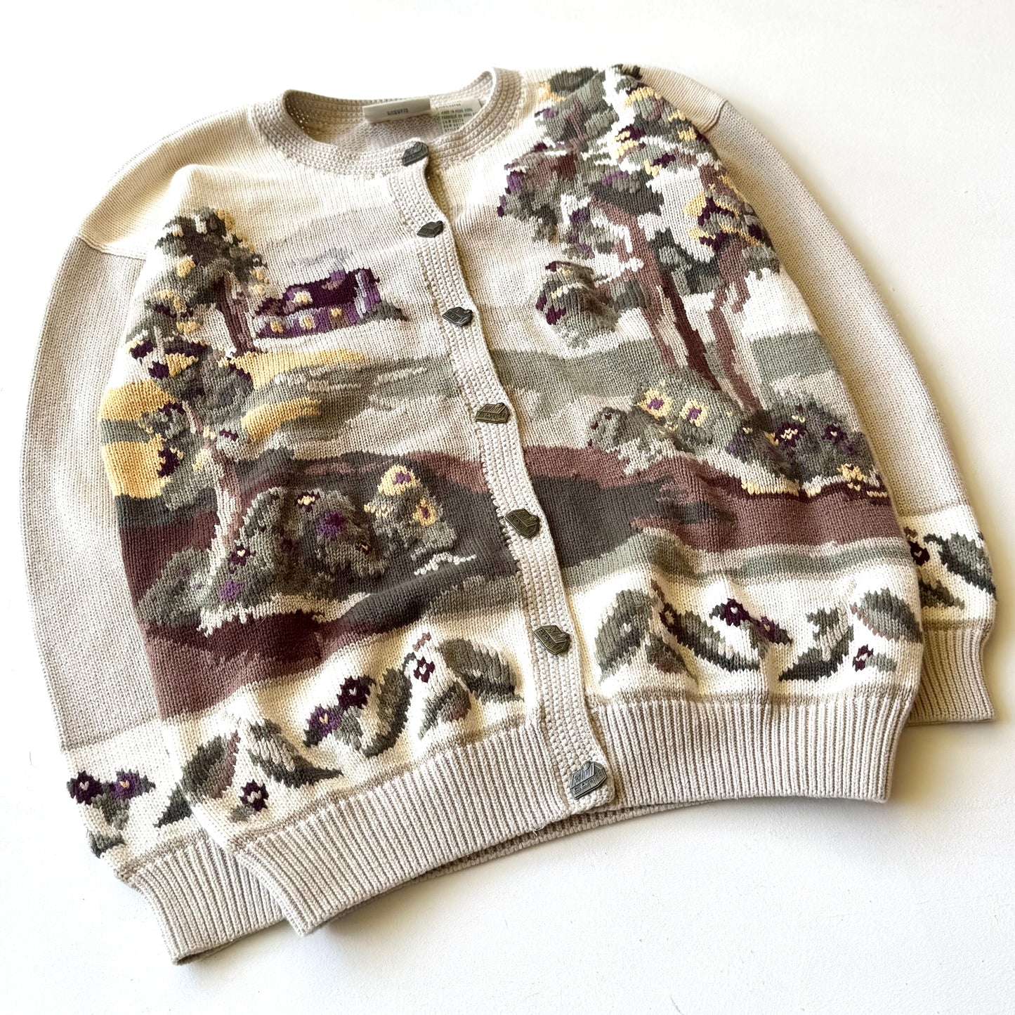 Vintage Northern Reflections, Nature Cottage Scene Cardigan