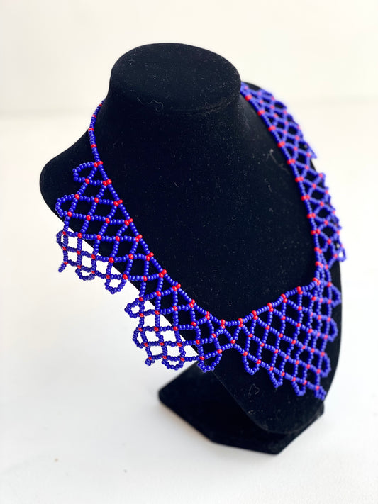 Blue Beaded Statement Necklace