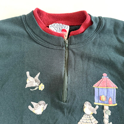 Vintage Morning Sun, Birdhouse Quarter Zip Sweatshirt
