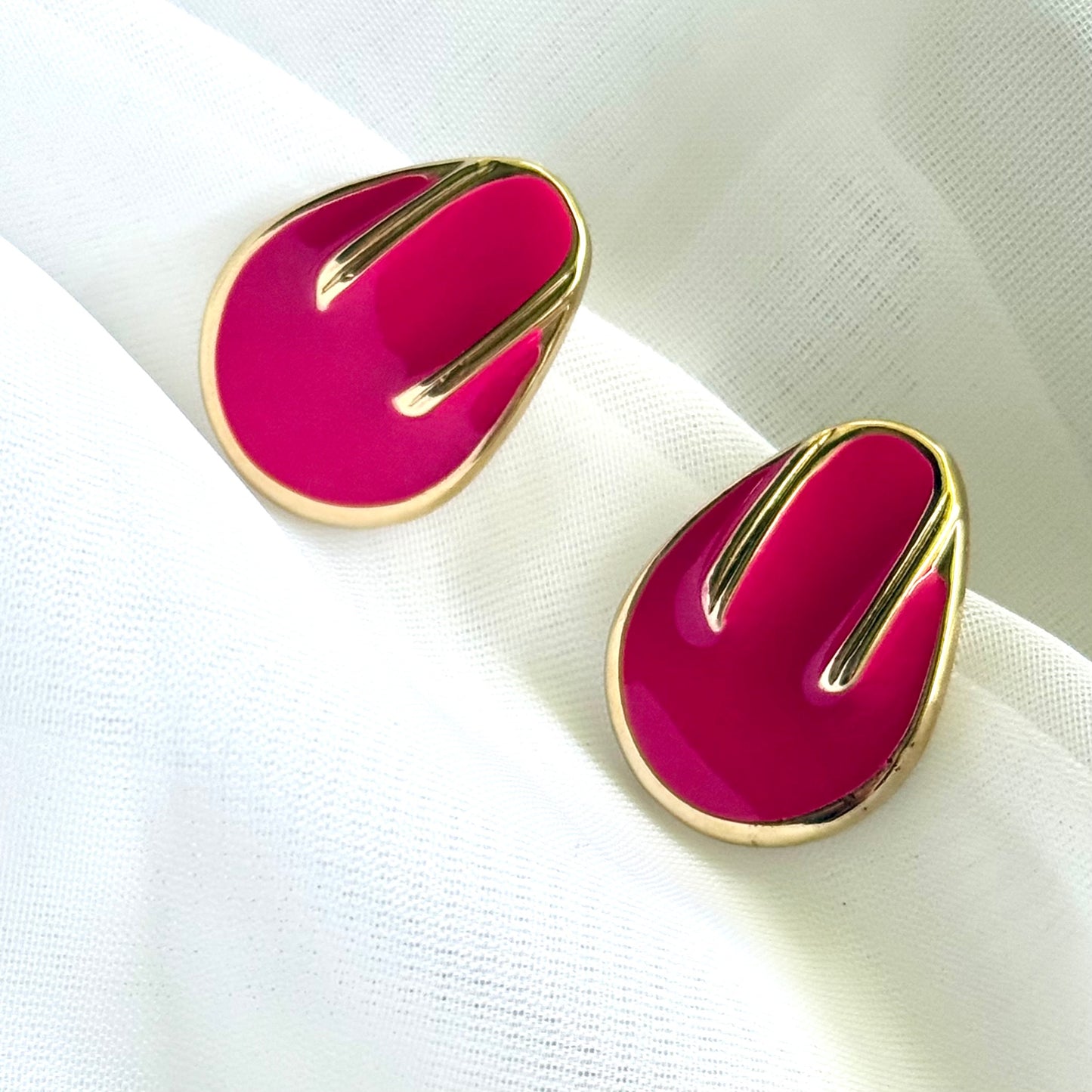 Secondhand Pink & Gold Toned Earrings