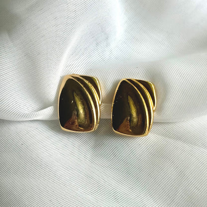 Vintage Rectangle Gold Toned Earrings