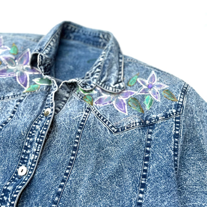 Vintage Denim Button Down Short Sleeve Shirt