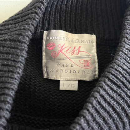 Vintage Kiss, Hand Embroidered Sweater