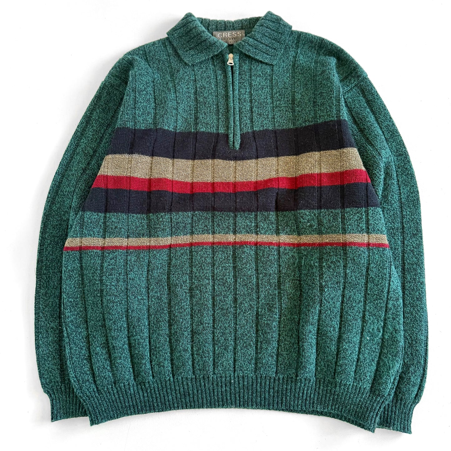 Vintage Cress, Wool Blend Quarter Zip Sweater
