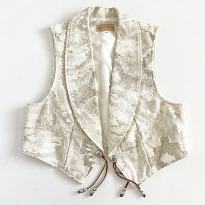 Vintage Sweetgrass, Open Aztec Western Style Vest with Tassels