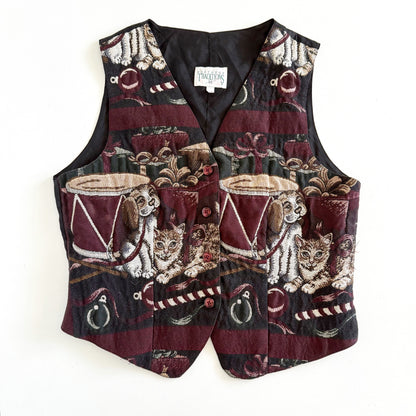 Vintage Northern Traditions, Cat & Dog Christmas / Holiday Tapestry Vest