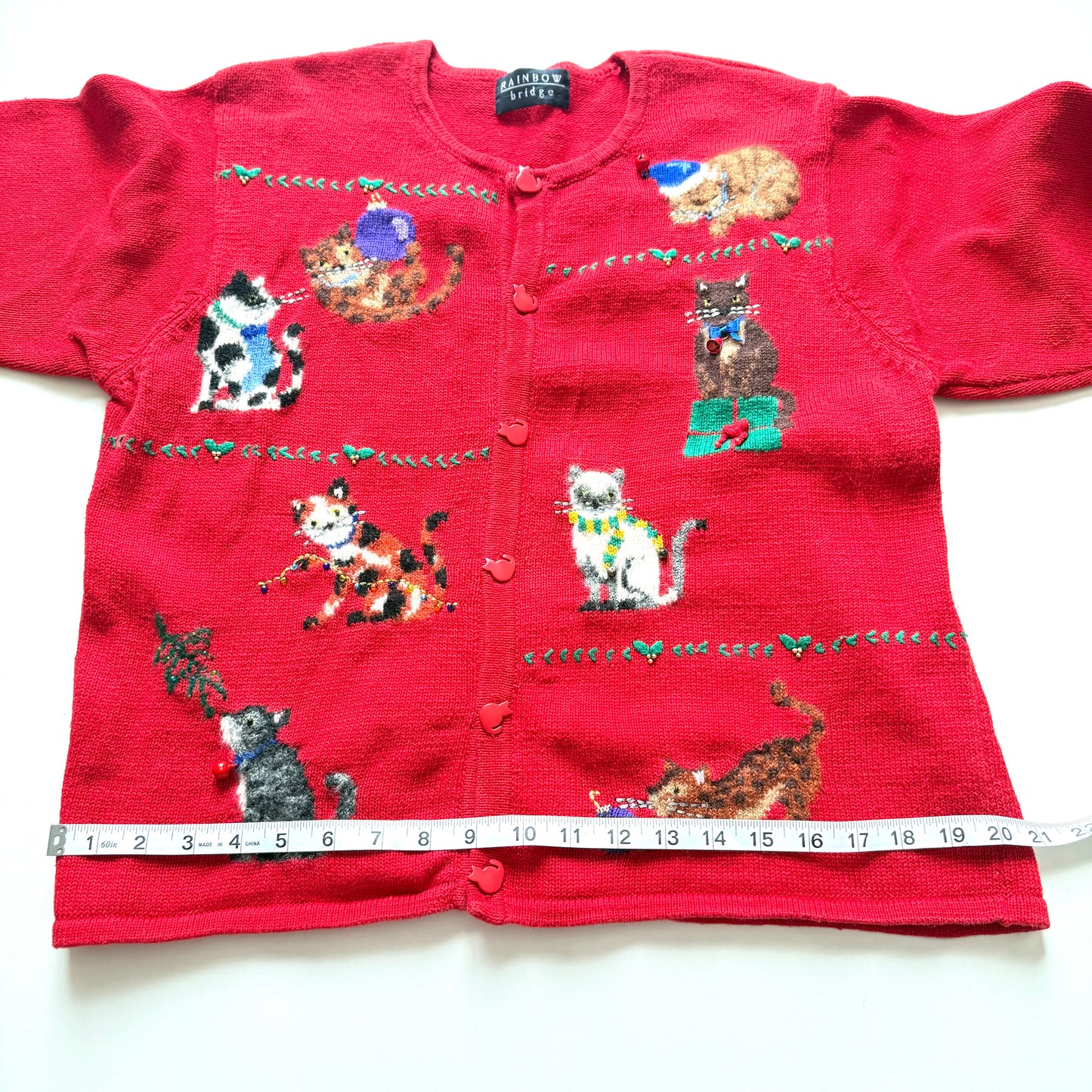 Vintage Rainbow Bridge, Christmas Cat Sweater