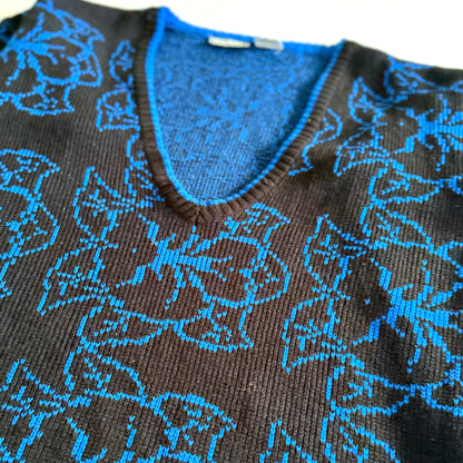 Vintage Andrew St. John, Floral V-Neck Sweater