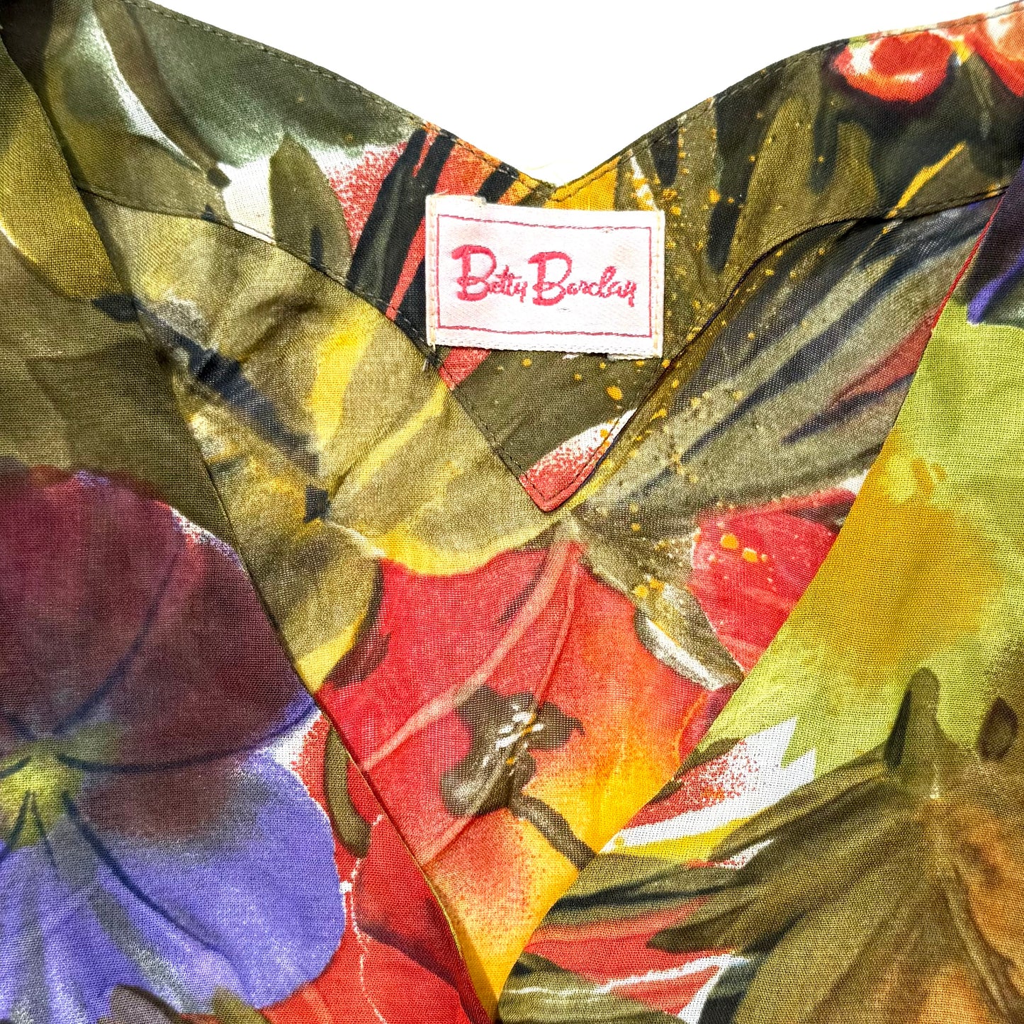 Vintage Betty Barclay, Tropical Print Down Button Down Shirt