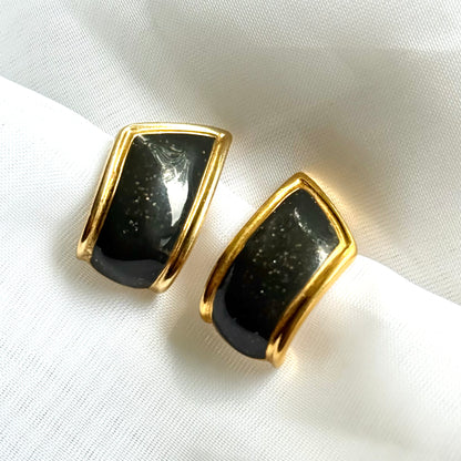 Secondhand Black & Gold Toned Earrings