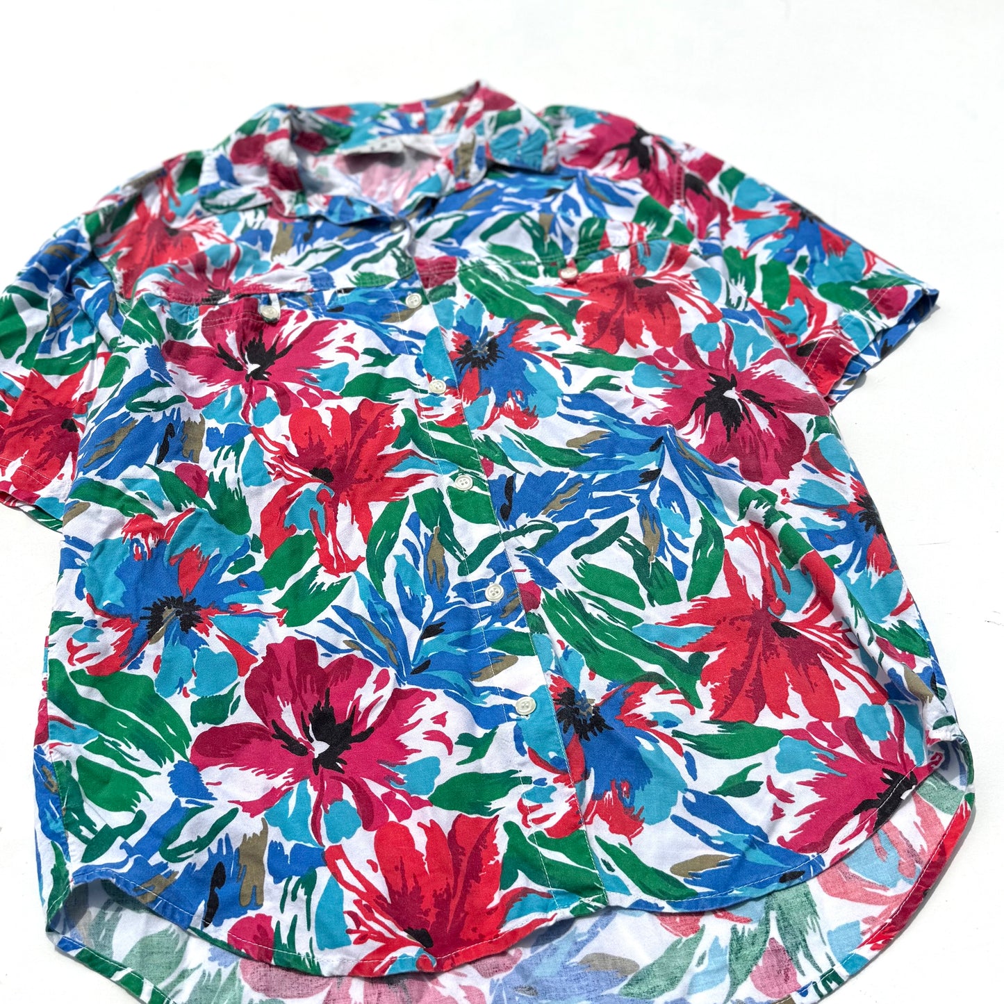 Vintage Ilio, Tropical Button Down Short Sleeve Shirt