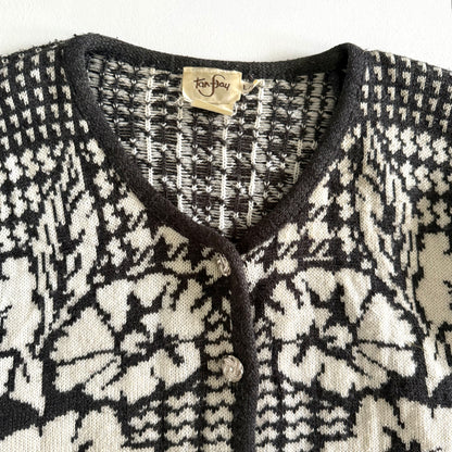 Vintage TanJay, Floral Houndstooth Cardigan