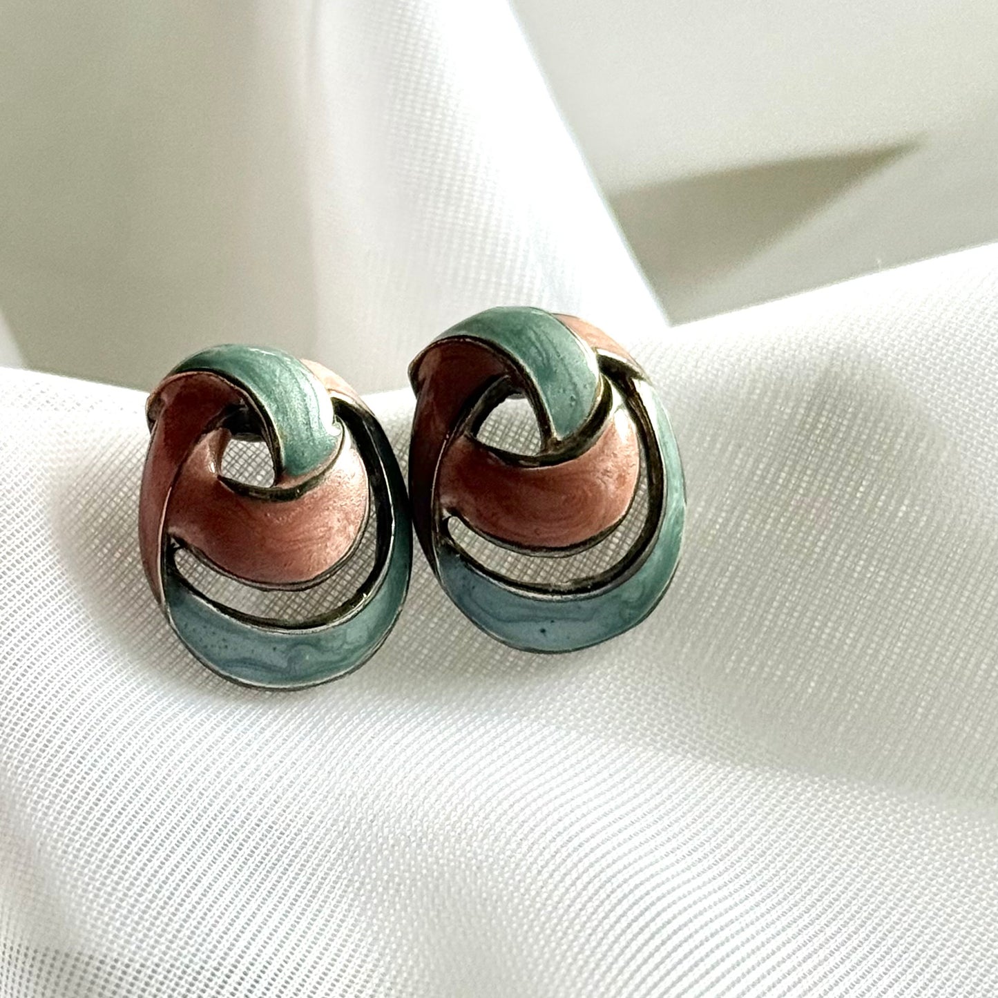 Secondhand Blue & Pink 80's Style Earrings