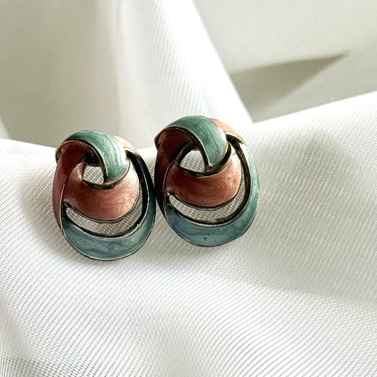Secondhand Blue & Pink 80's Style Earrings